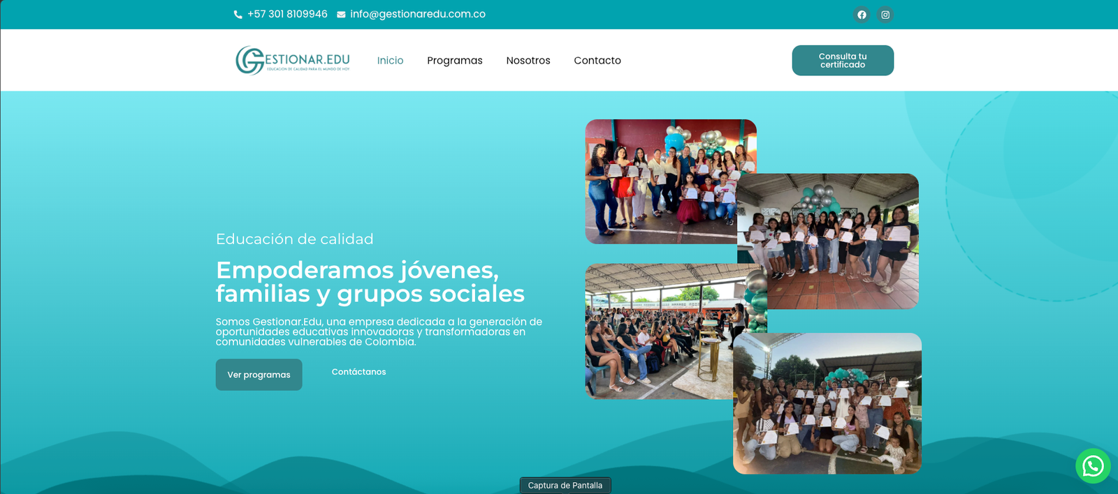 Ejemplo de página web profesional en computador